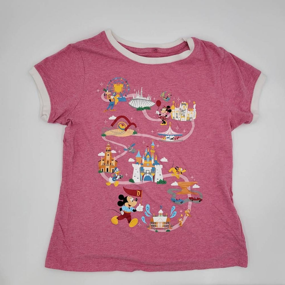 Mickey And Friends Womens Disney Parks Ringer T-Shirt Pink Short Sleeve Crew S